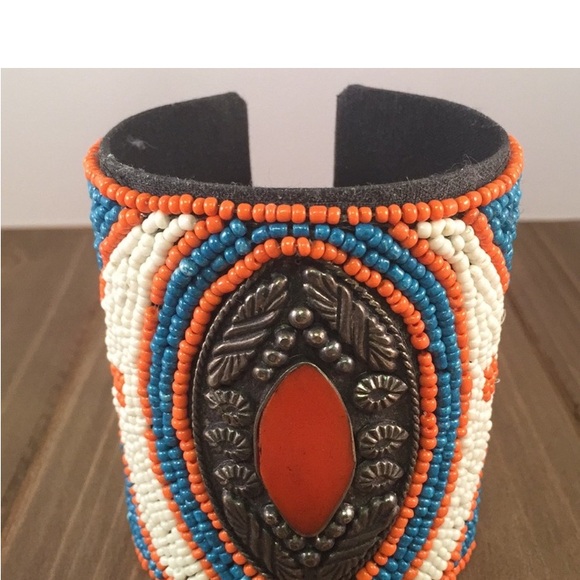 🌵 Southwestern Beaded Adjustable Cuff Bracelet EUC - Picture 4 of 8